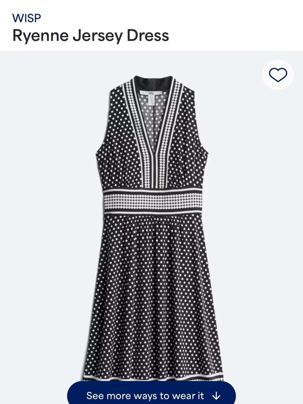 NWT Ryenne Black & White Polka Dot Jersey Dress.  Size 18w.